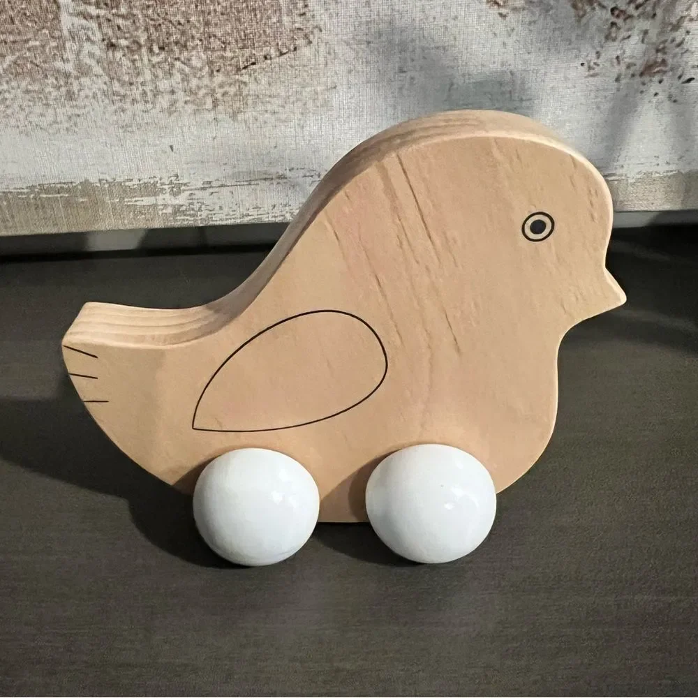 Hallmark Brown and White Bird Toy with Rolling Wheels